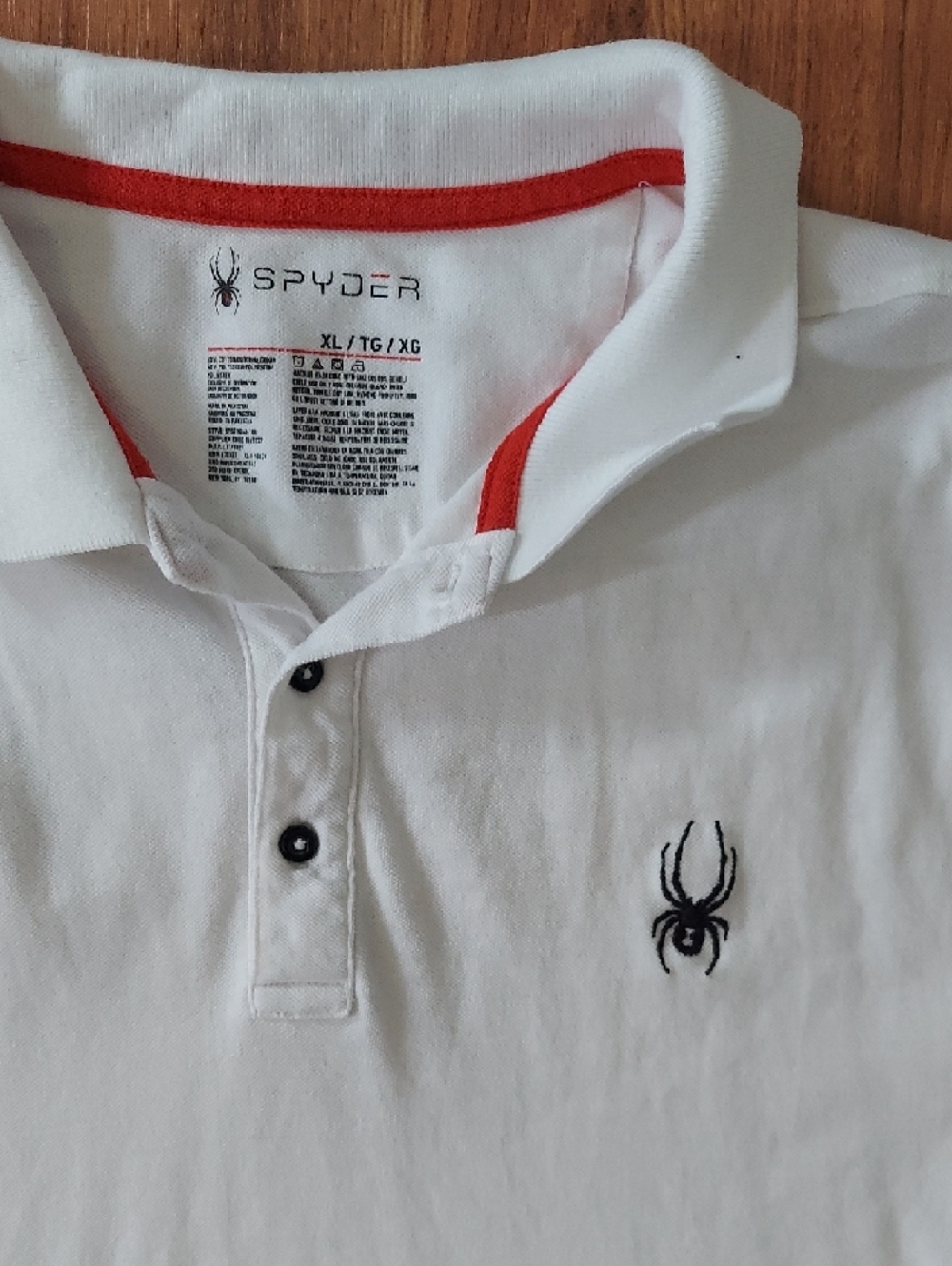 Spyder Men's White Polo with Black Logo and Red Trim - Picture 2 of 2